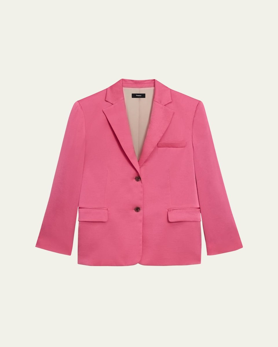 Crushed Satin Two-Button Blazer